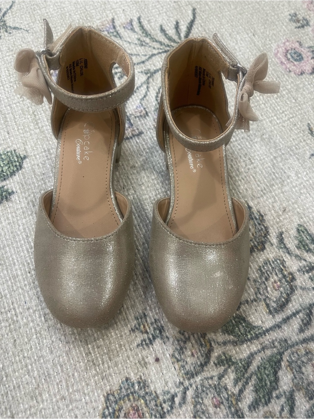 Cupcake Couture Girls' Shimmery Gold Ankle-Strap Dress Shoes